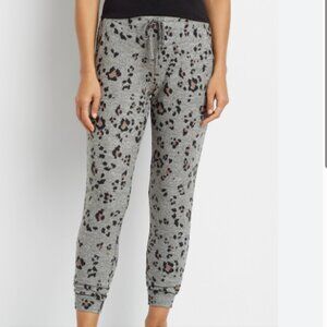 Maurices Lounge Joggers Medium Gray Animal Print Pockets Soft Cozy